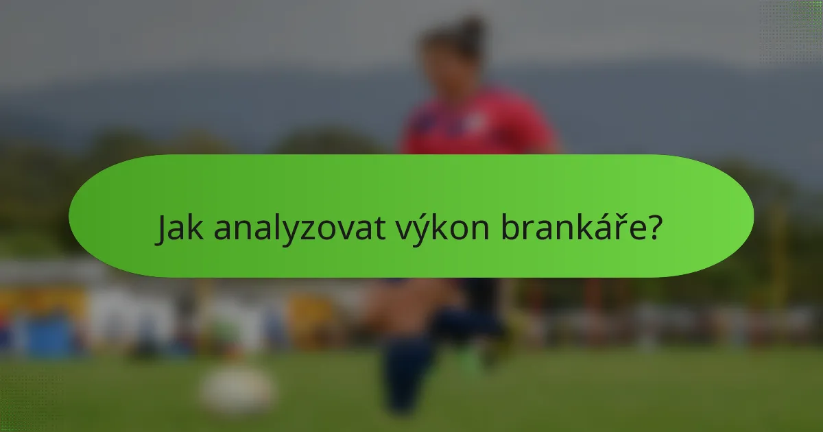 Jak analyzovat výkon brankáře?