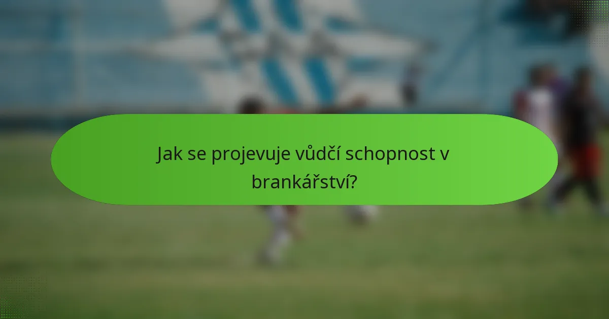 Jak se projevuje vůdčí schopnost v brankářství?