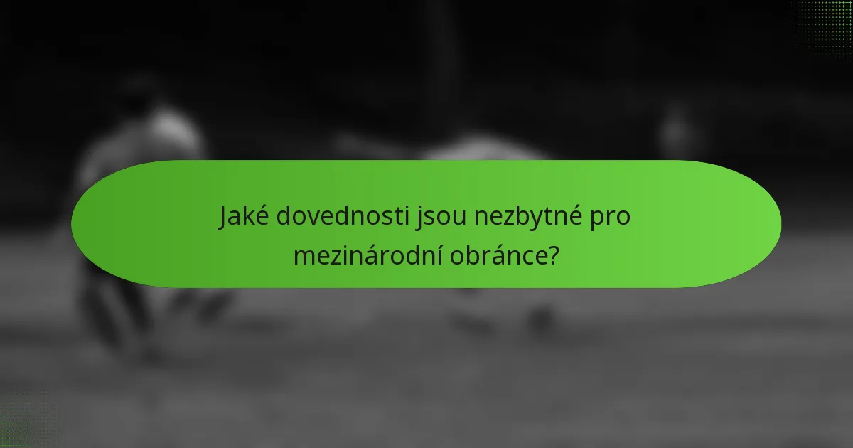 Jaké dovednosti jsou nezbytné pro mezinárodní obránce?
