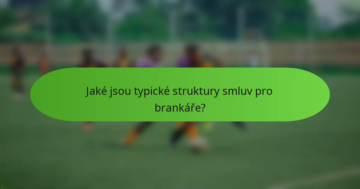 Jaké jsou typické struktury smluv pro brankáře?