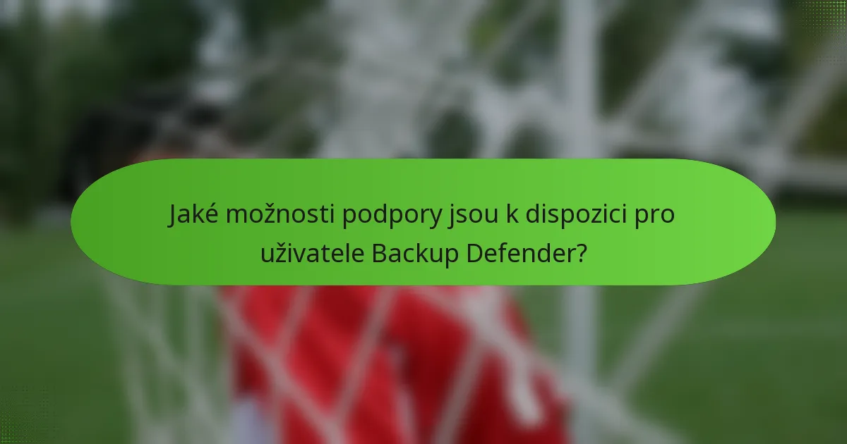 Jaké možnosti podpory jsou k dispozici pro uživatele Backup Defender?