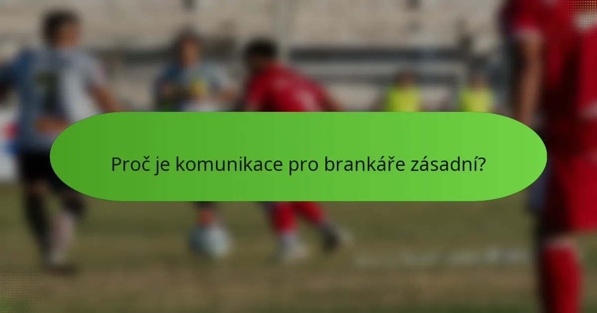 Proč je komunikace pro brankáře zásadní?
